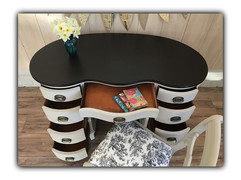 Thumbnail: Vintage kidney bean shaped desk and chair