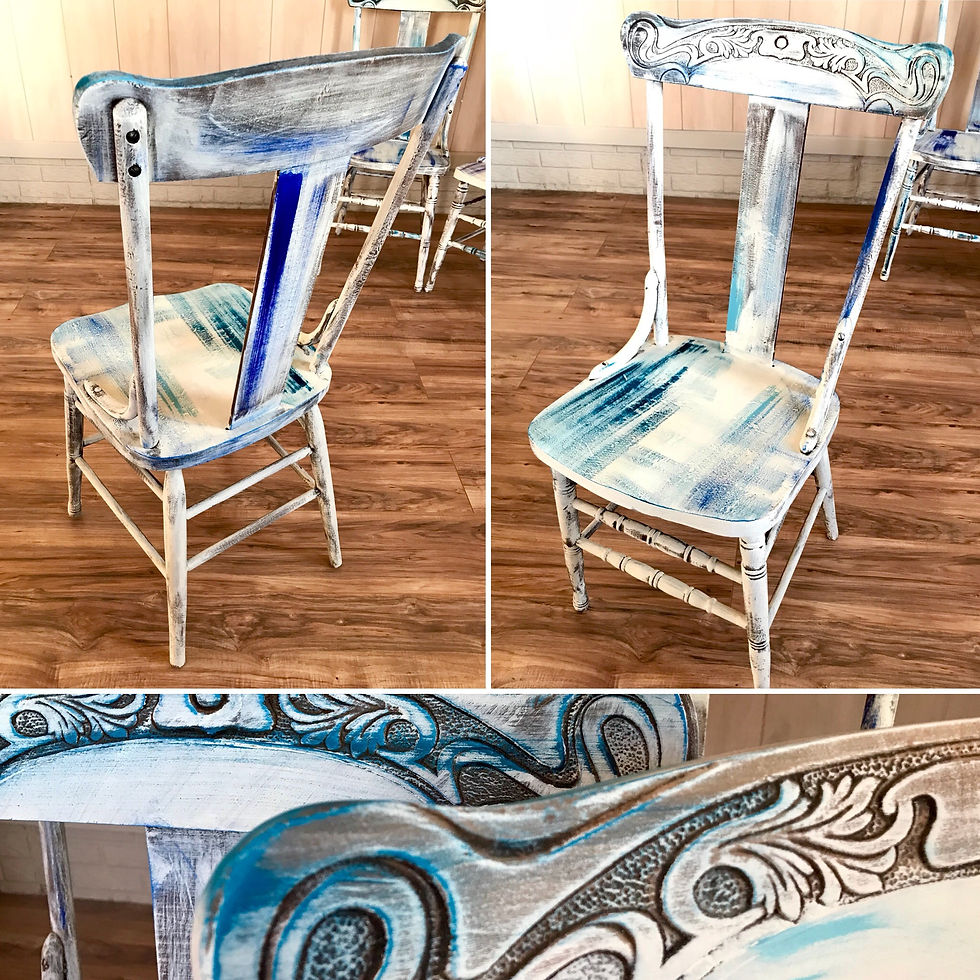 Thumbnail: Antique farmhouse chairs set of 4