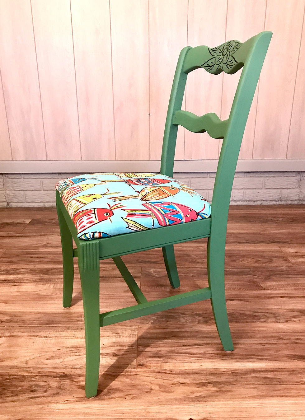 Thumbnail: Fun accent chair birds and roses - greenery