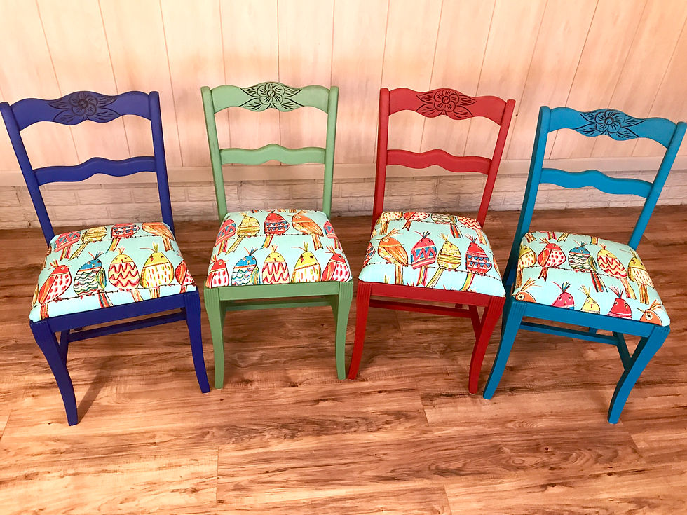 Thumbnail: Fun accent chair birds and roses - heart