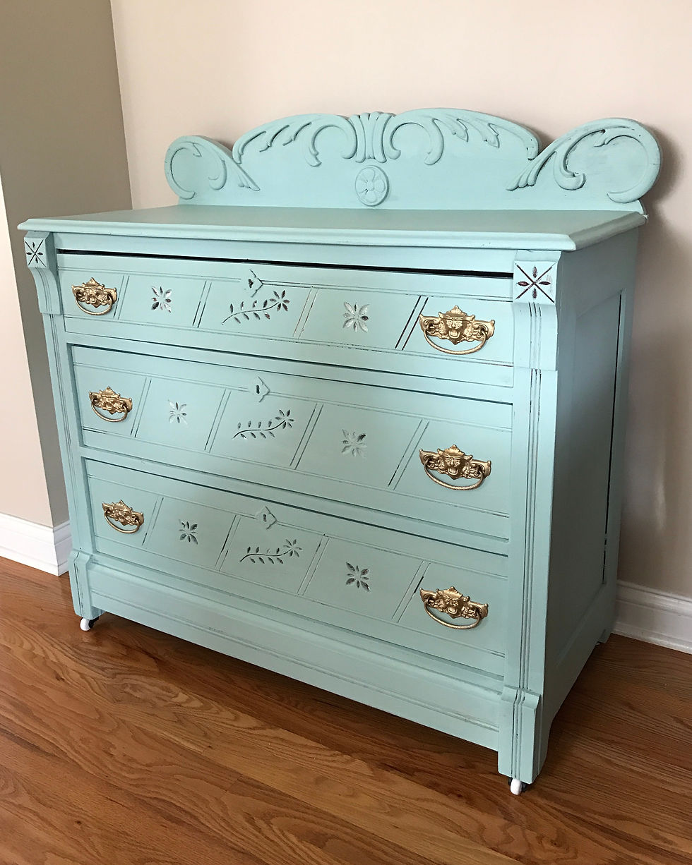 Thumbnail: Primitive Eastlake dresser in sea glass