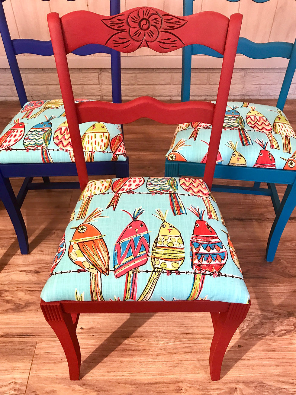 Thumbnail: Fun accent chair birds and roses - heart