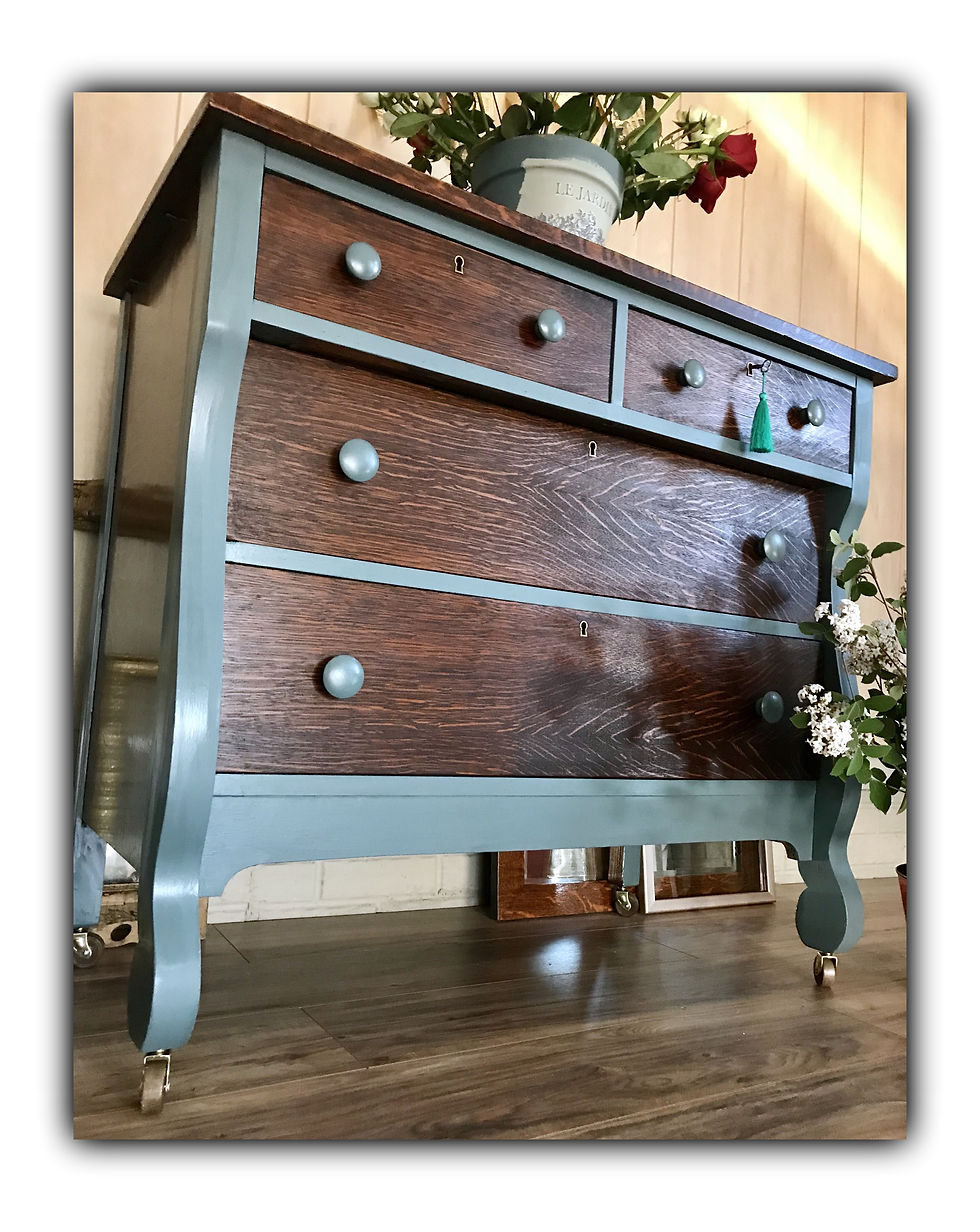 Thumbnail: Tiger oak dresser with key