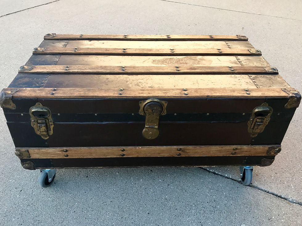 Thumbnail: Antique steamer trunk coffee table