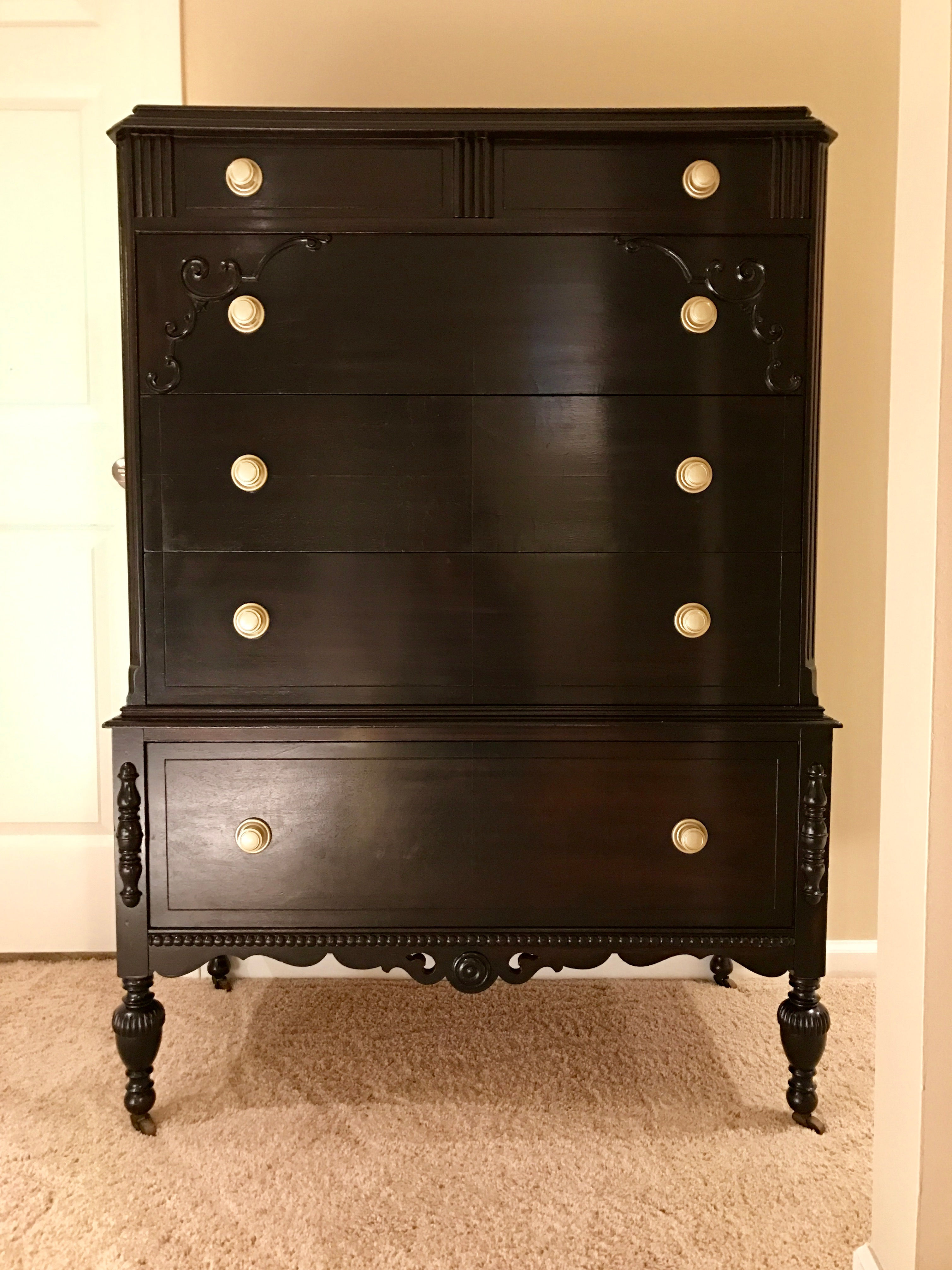 Antique dark walnut dresser remodeled