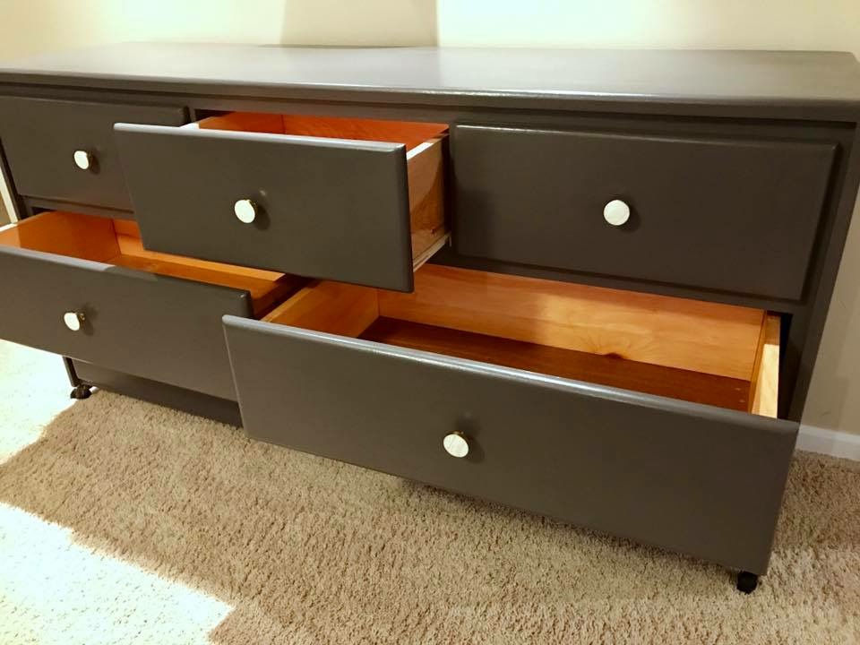 Thumbnail: Mid Century Dresser with knobs on wheels