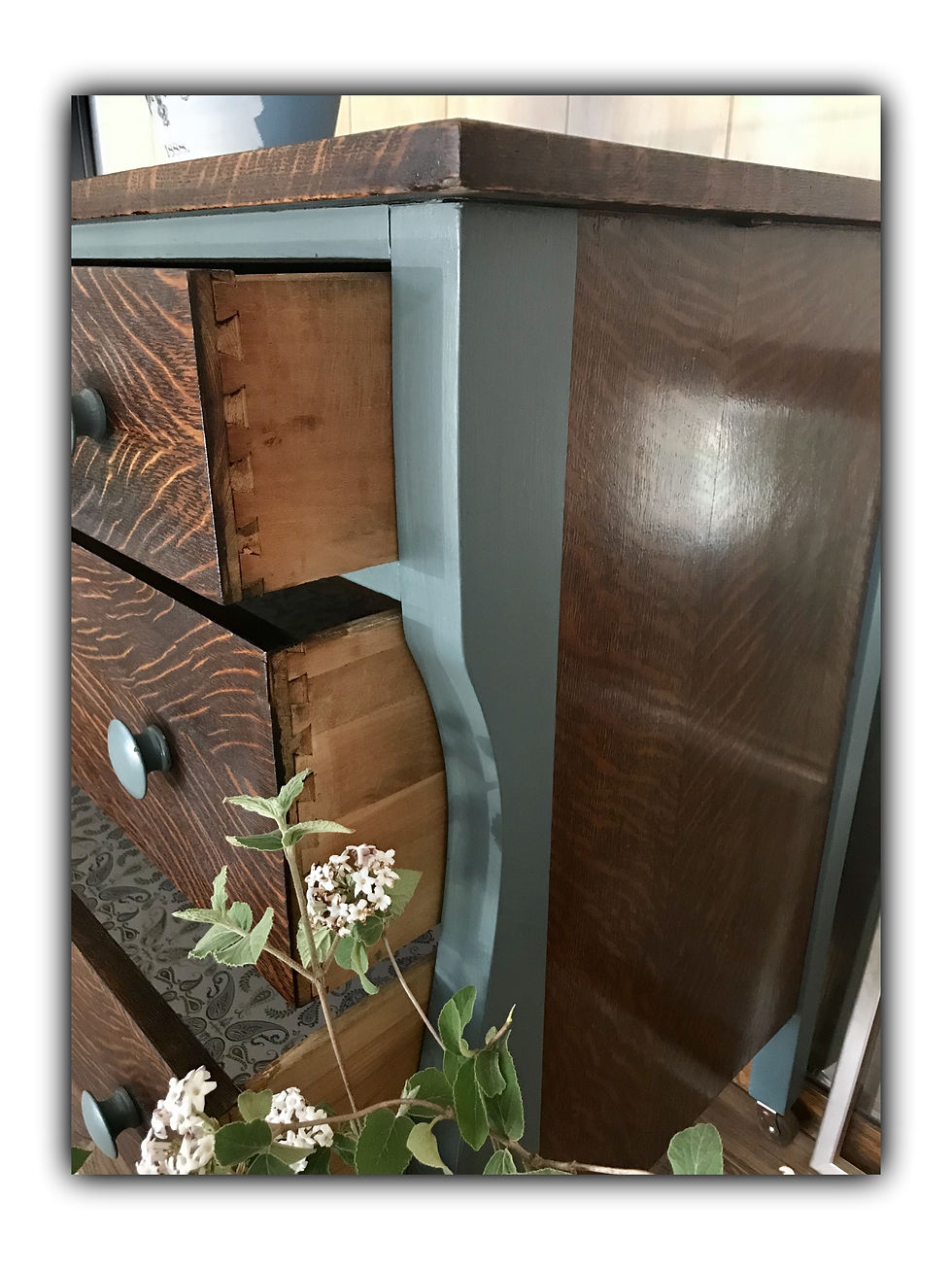 Thumbnail: Tiger oak dresser with key