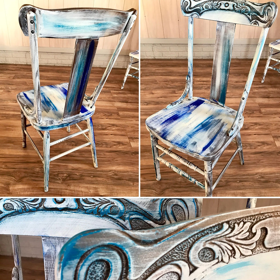 Thumbnail: Antique farmhouse chairs set of 4