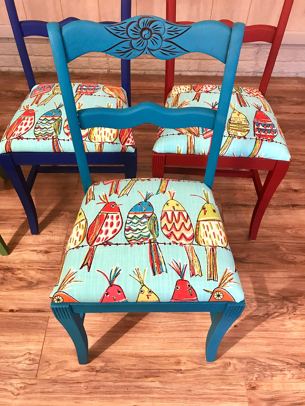 Thumbnail: Fun accent chair birds and roses - peacock