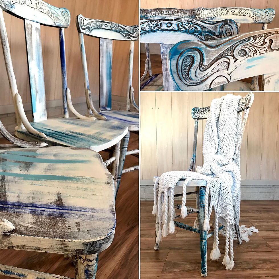Thumbnail: Antique farmhouse chairs set of 4