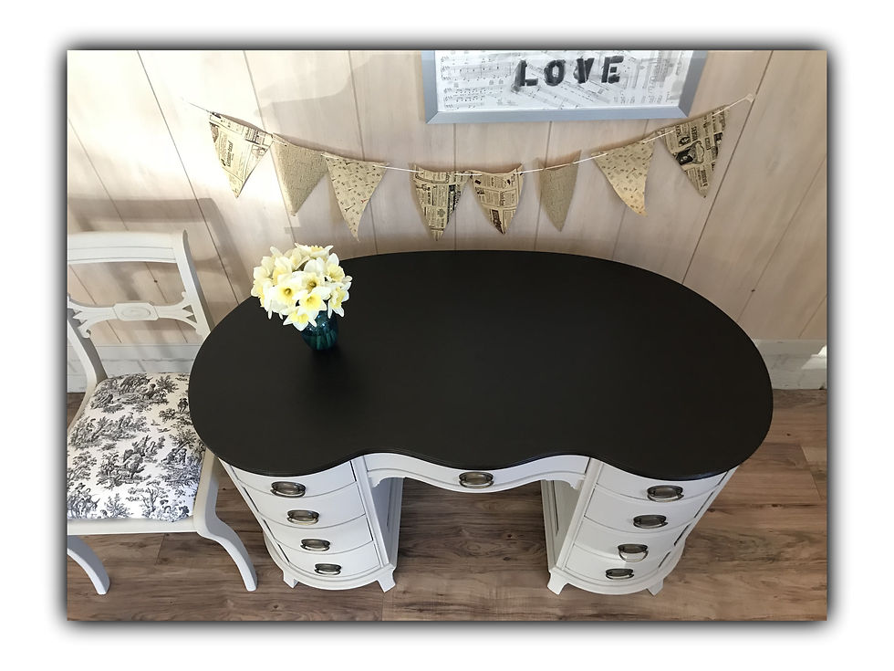Thumbnail: Vintage kidney bean shaped desk and chair