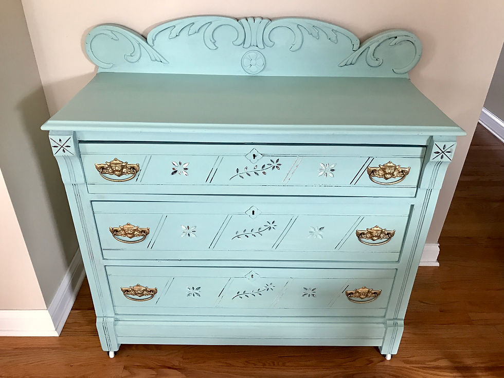 Thumbnail: Primitive Eastlake dresser in sea glass