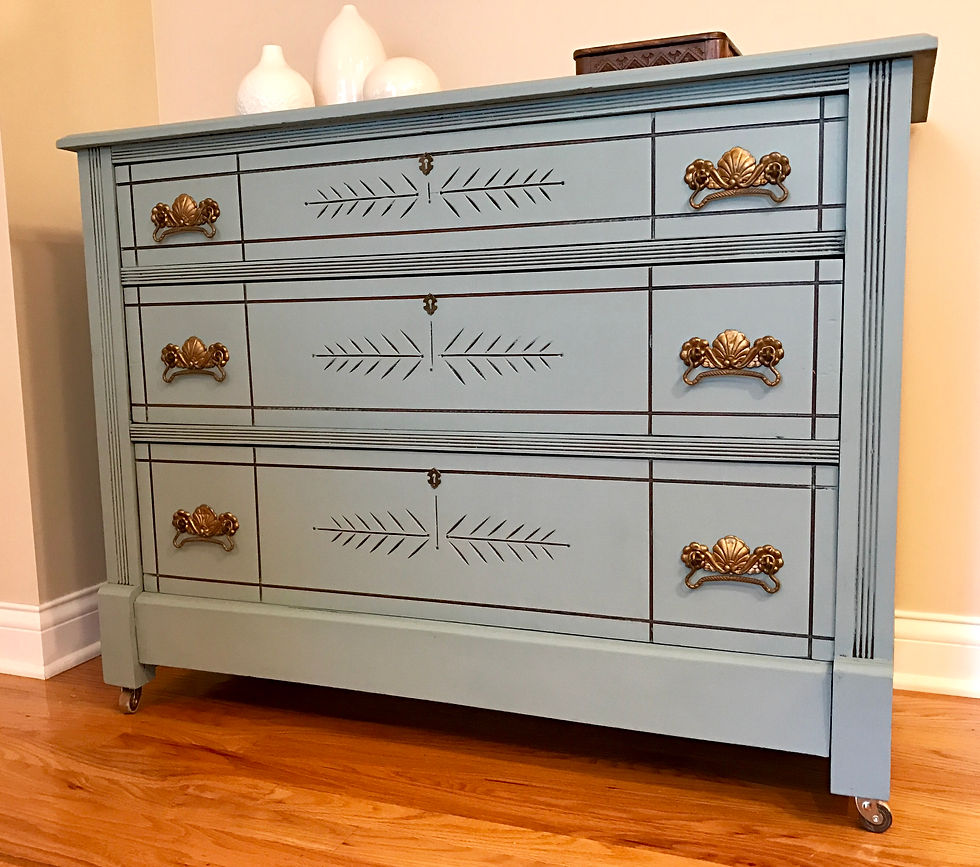 Thumbnail: Plaid design chest and mirror set