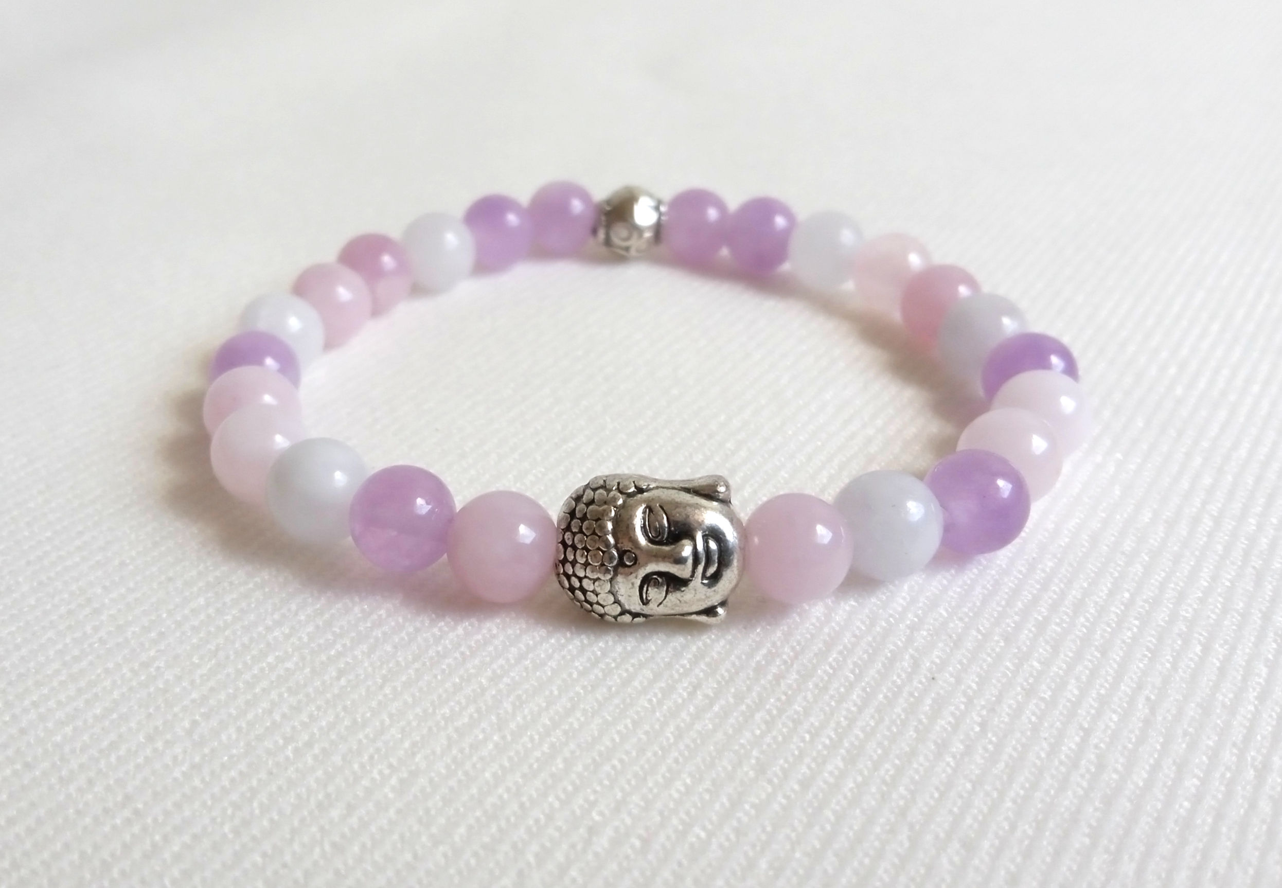 Bracelet Femme en Morganite, Aigue-marine et Fluorite violette