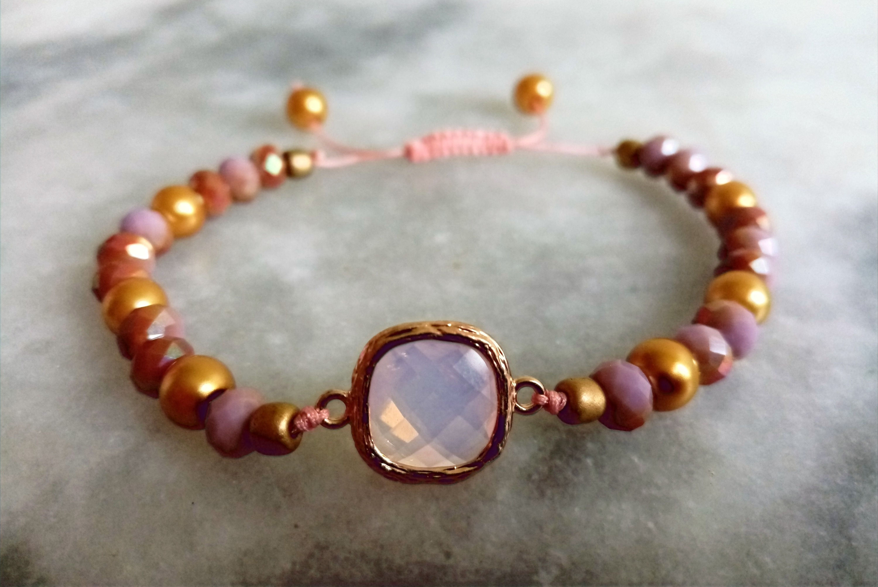 Bracelet fin Parme & Doré "Comme des Anges"