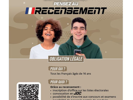 BIENTÔT 16 ANS ? PENSEZ AU RECENSEMENT !