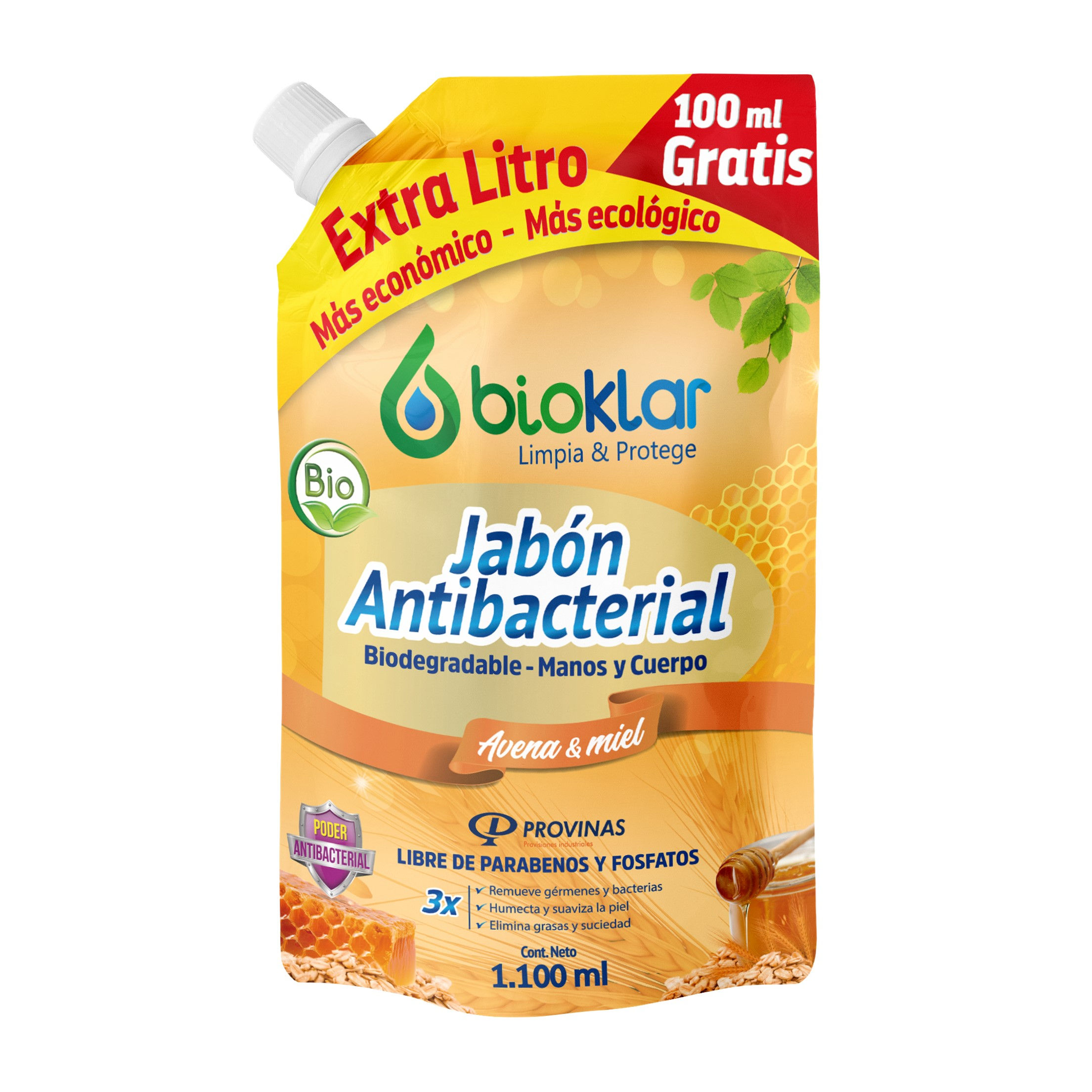 JABON MANOS AVENA Y MIEL EXTRA LITRO 1.100 ML