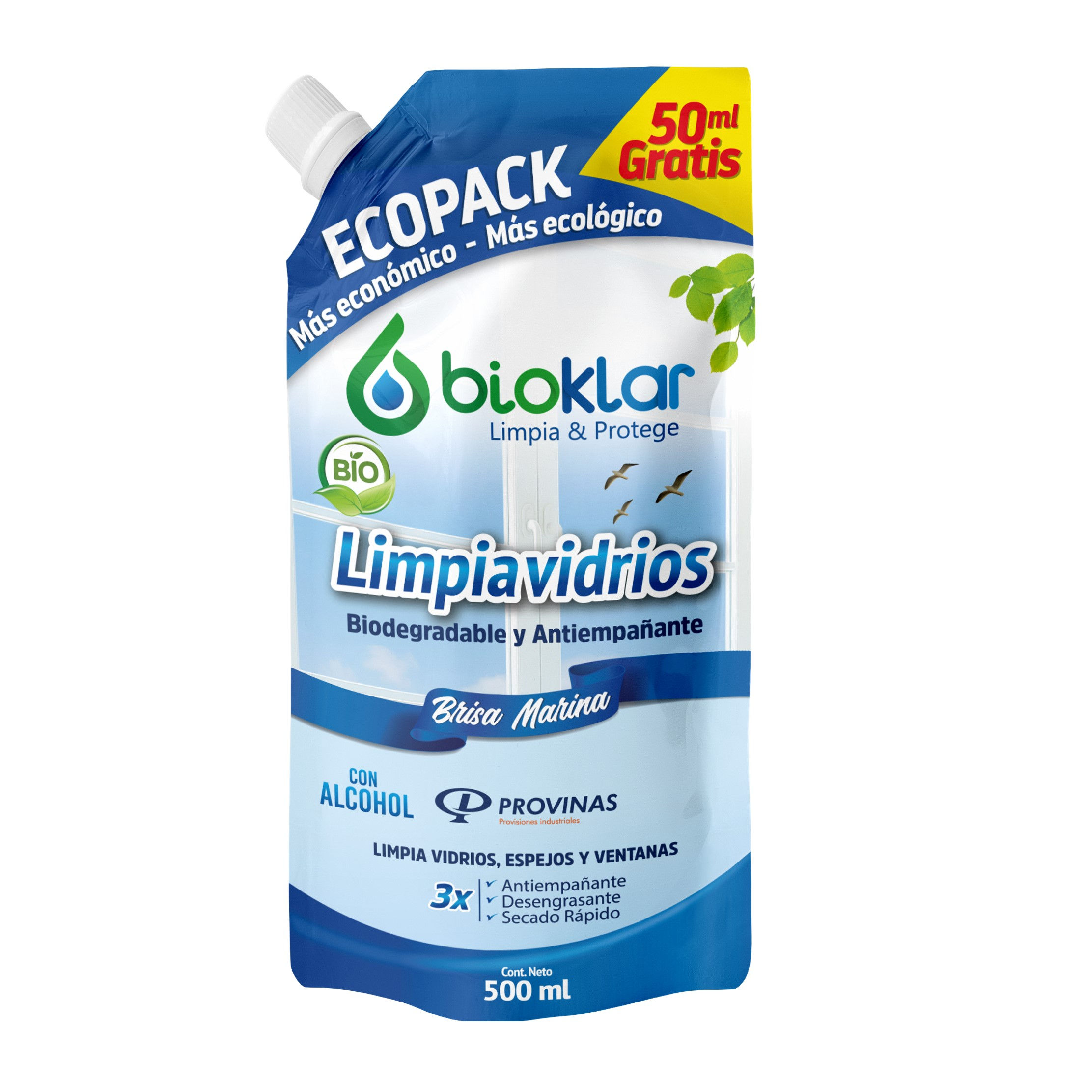 LIMPIA VIDRIOS ANTIEMPAÑANTE ECOPACK 500 ML