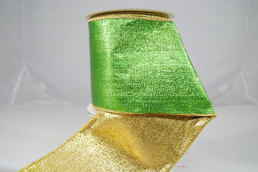 Thumbnail: RIBBON METALLIC MESH 4X10 GRN/GLD