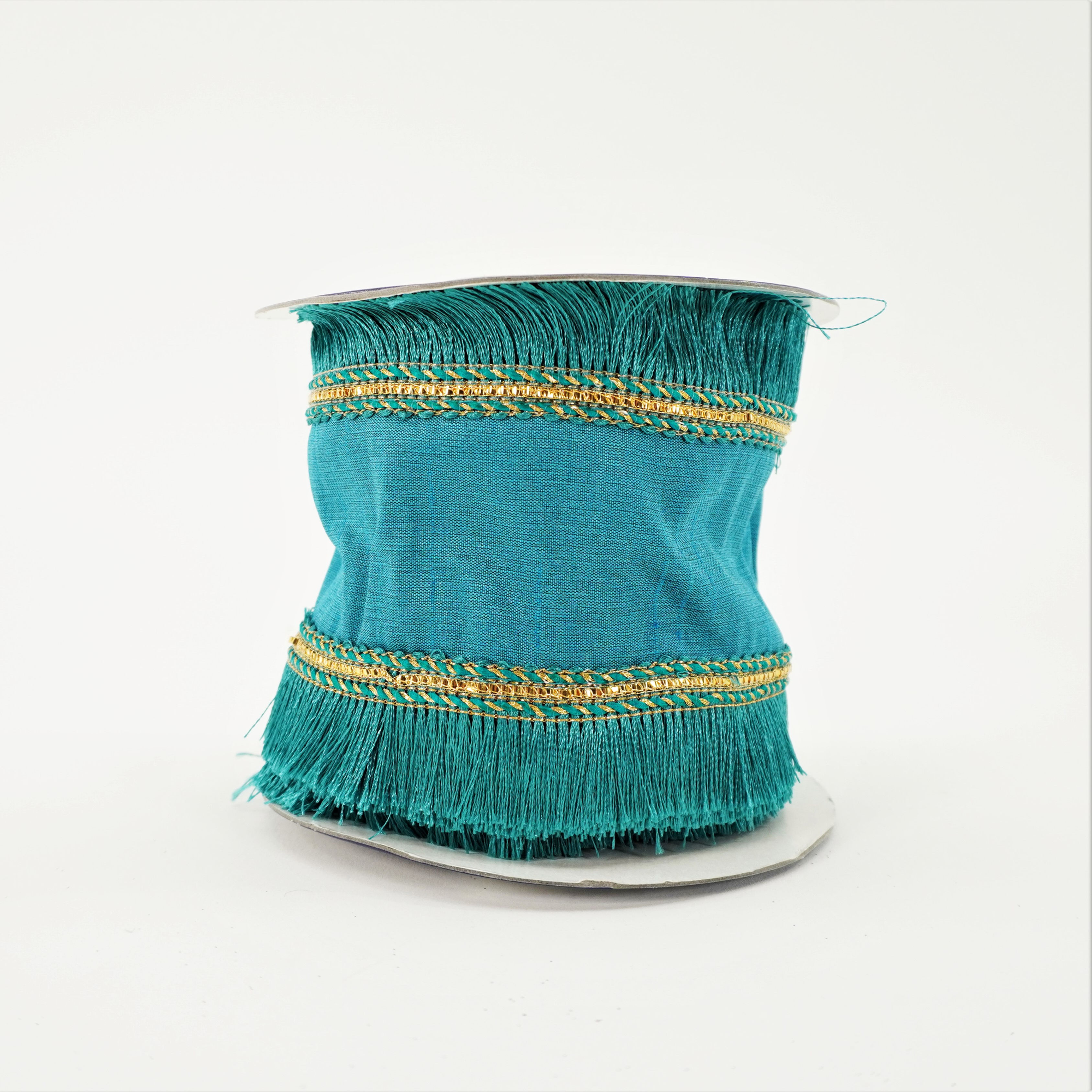 RIBBON FRINGED TRIM 4"X5YD BLUE