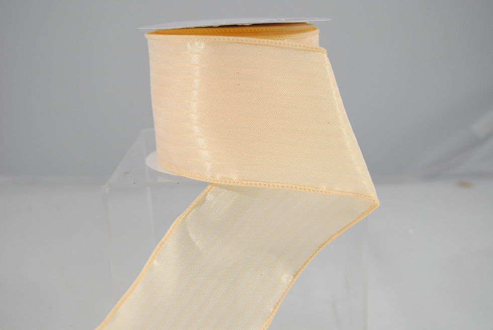 Thumbnail: RIBBON 2.5X10YDS STRIPED SATIN CREAM