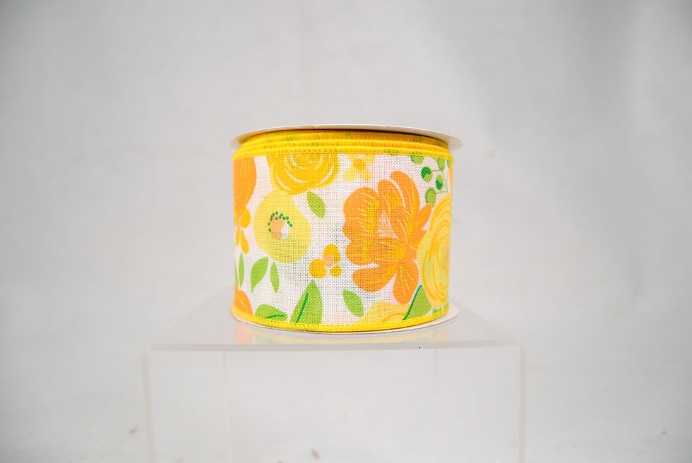 Thumbnail: RIBBON BOLD BLOOMS 2.5X10YDS WHITE AND YELLOW