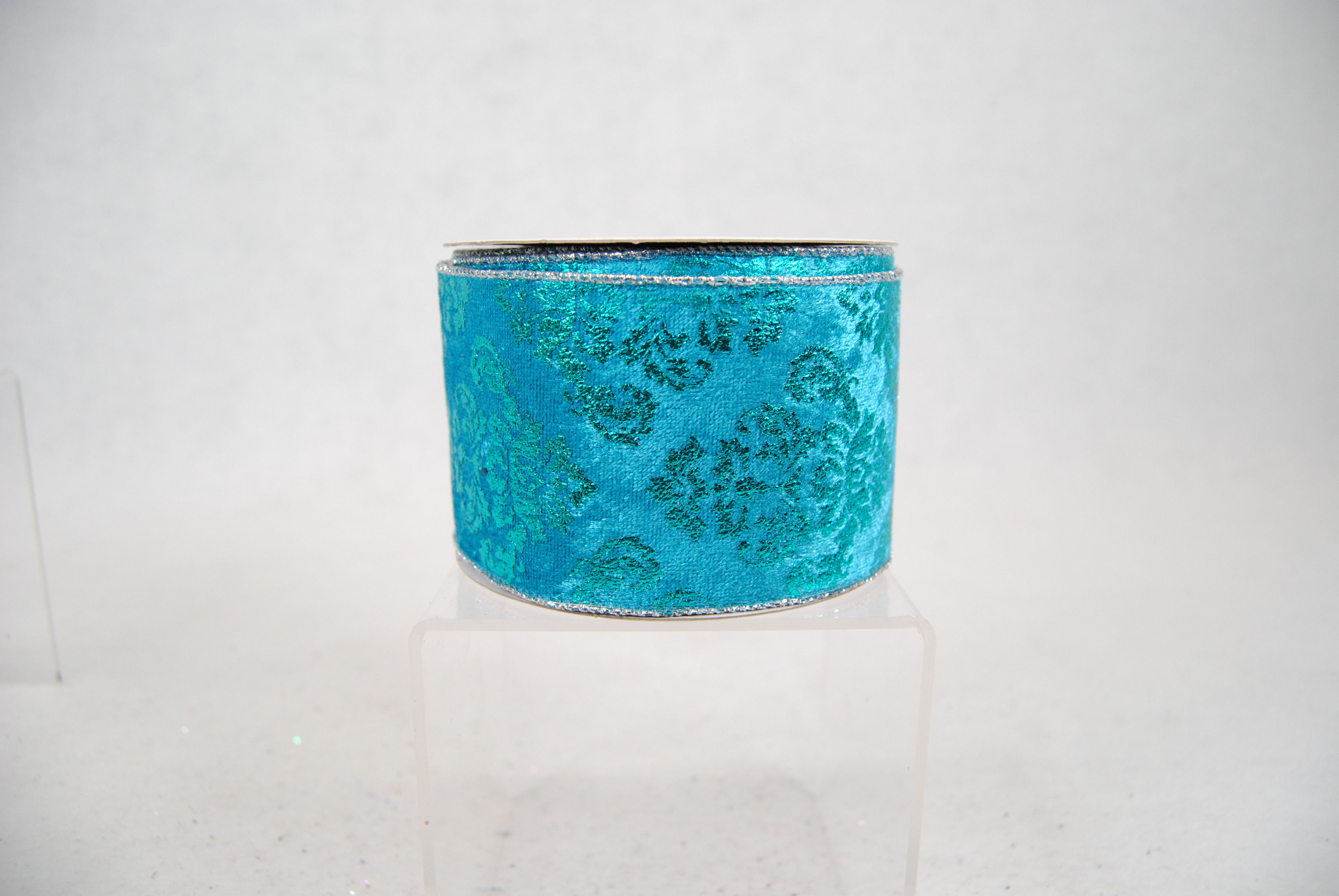 RIBBON ROYAL DAMASK 2.5X10 AQU/SI