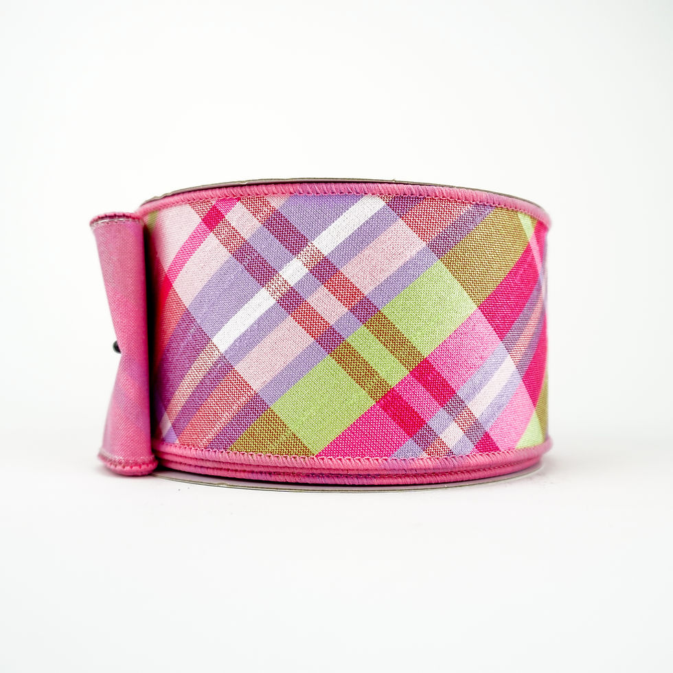 RIBBON 2.5" X 10YDS DIAG PLAID (6 COLORS)