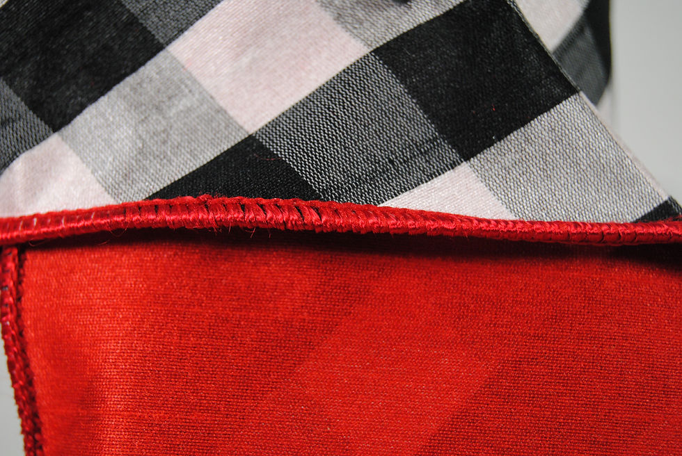 Miniatura: RIBBON CHECKERED 4X10 WHT/BL/RED