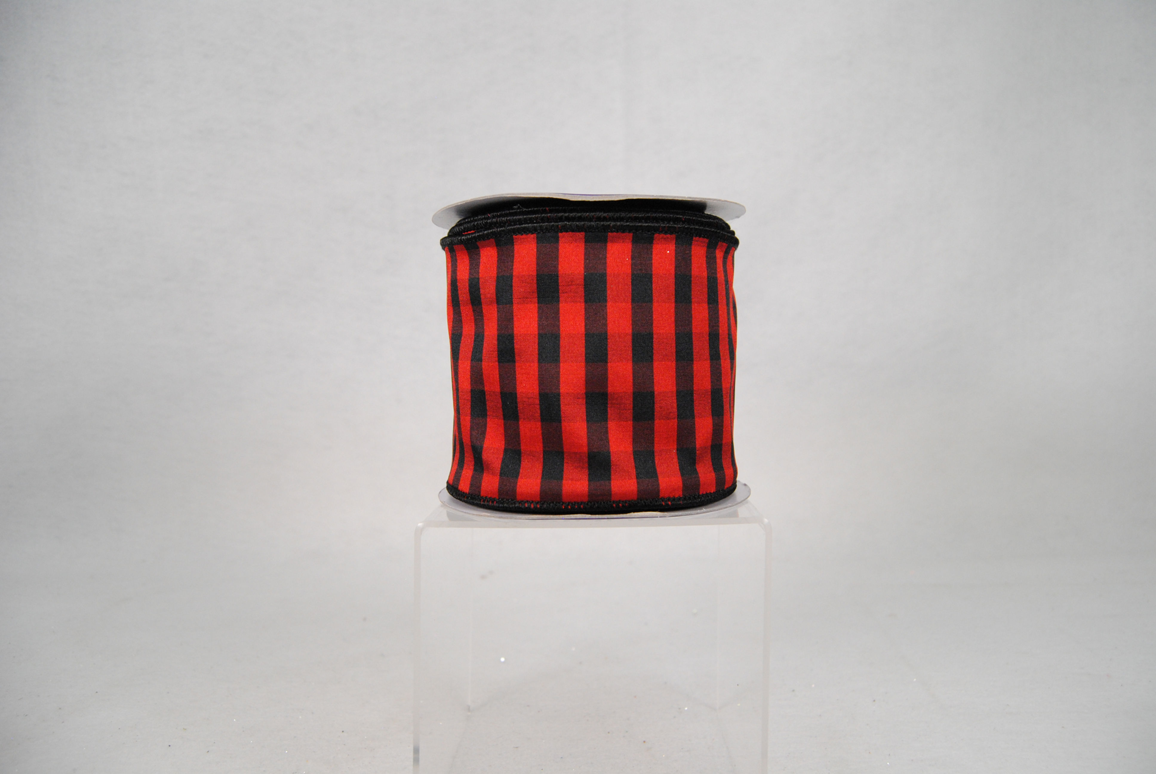 RIBBON 4X10YDS BUFFALO PLAID RED AND BLACK