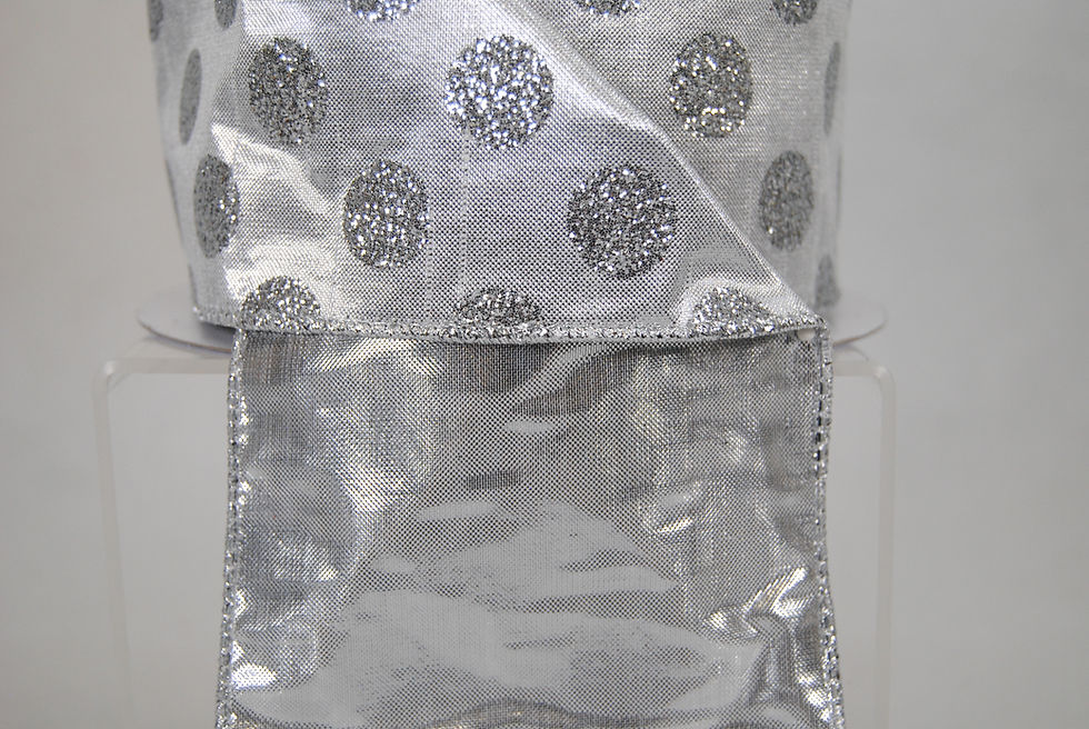 Miniatura: RIBBON GLIT POLKA DOTS 4X10 SILVR