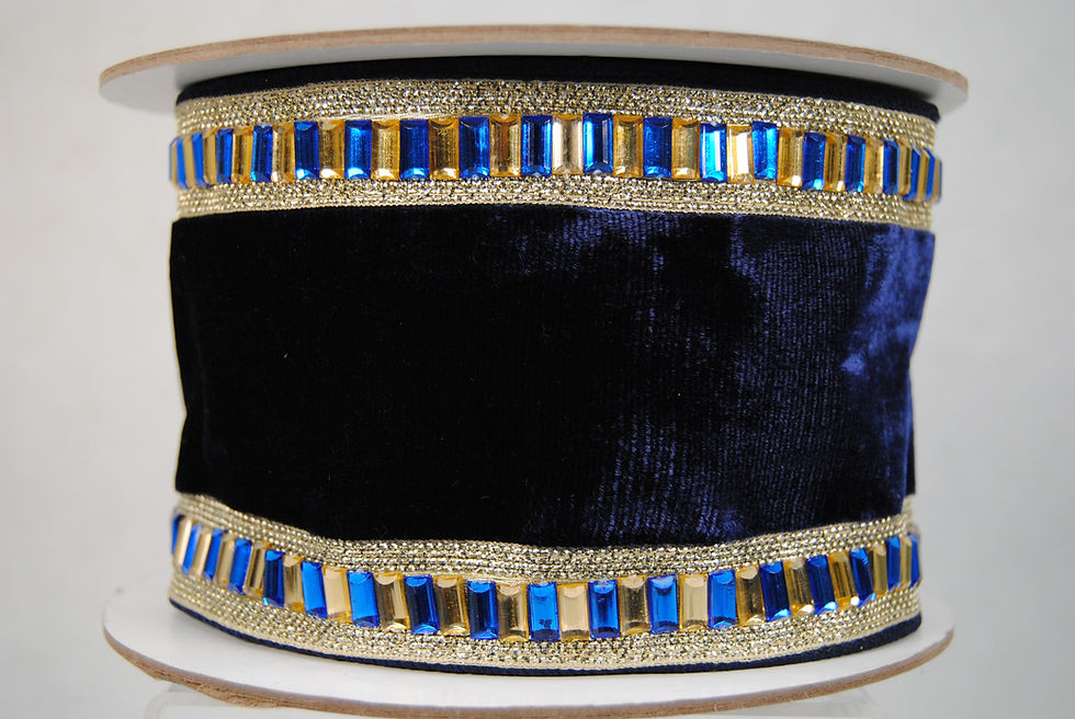 Miniatura: RIBBON VELVET BAGUETTES 4X5 NAVY
