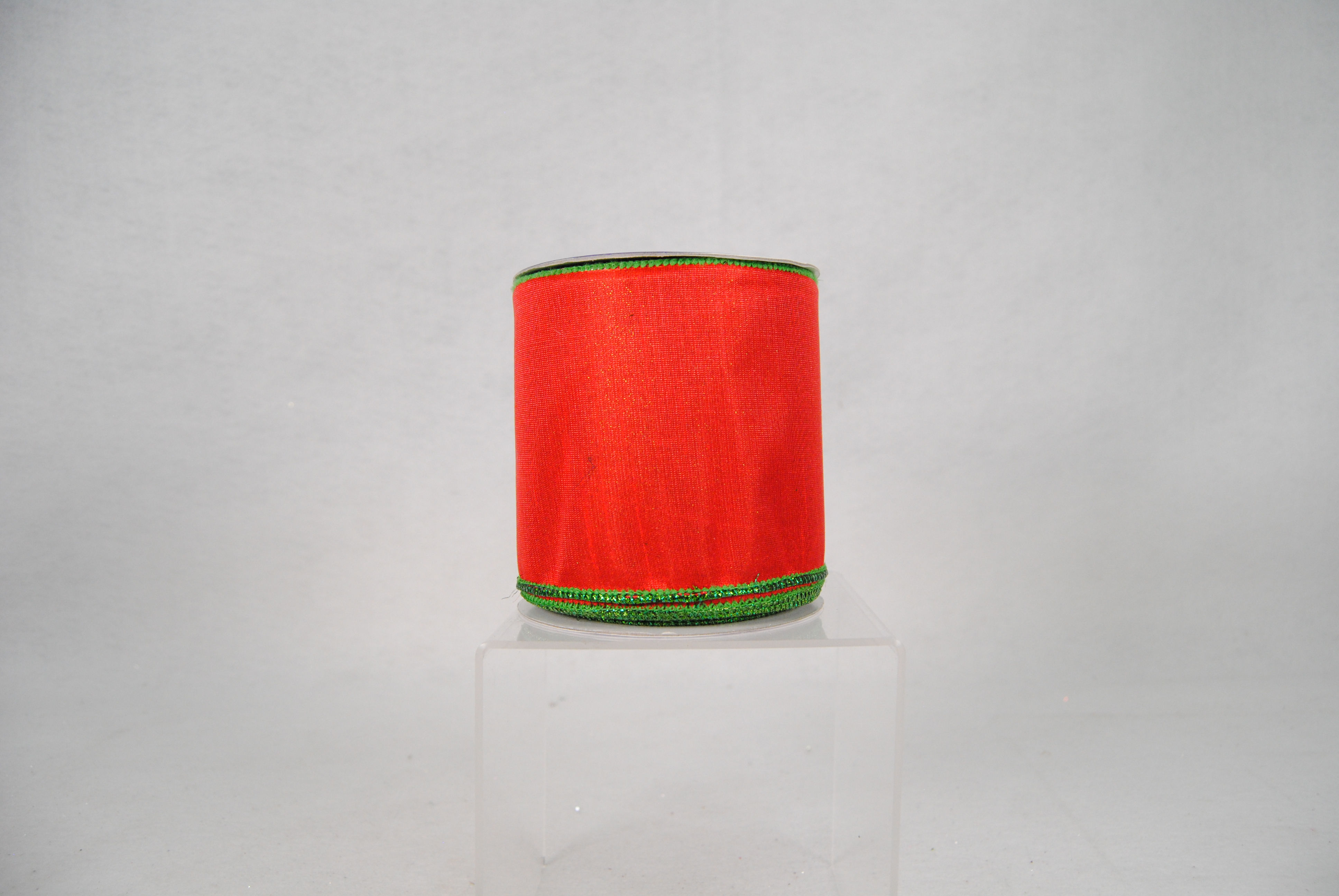 RIBBON SATIN MESH 4X10YDS GREEN AND RED