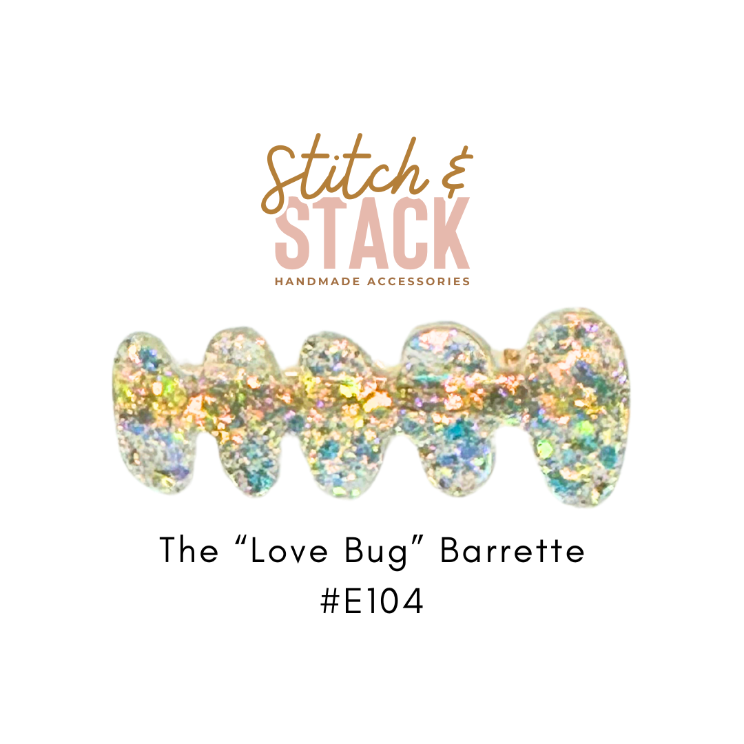The "Love Bug" Barrette | Epoxy Glitter Hair Clip | Cute Girls Hair Accessory