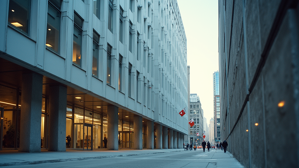Eye-level view of a Canadian immigration office building