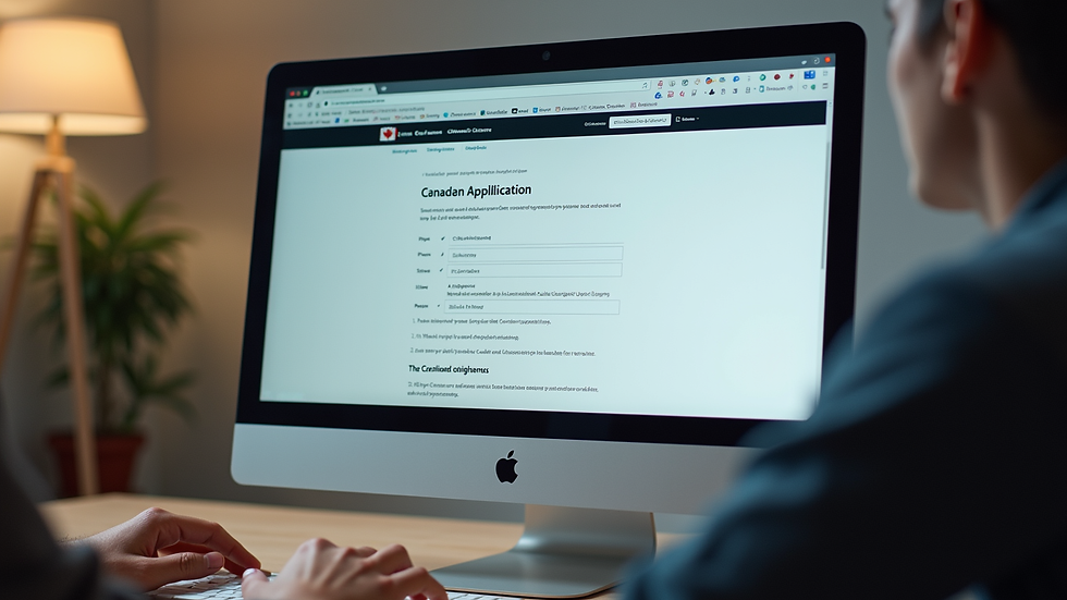 Eye-level view of a computer screen showing the Canadian citizenship application webpage