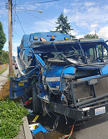 Garbage Truck Collision with Pole