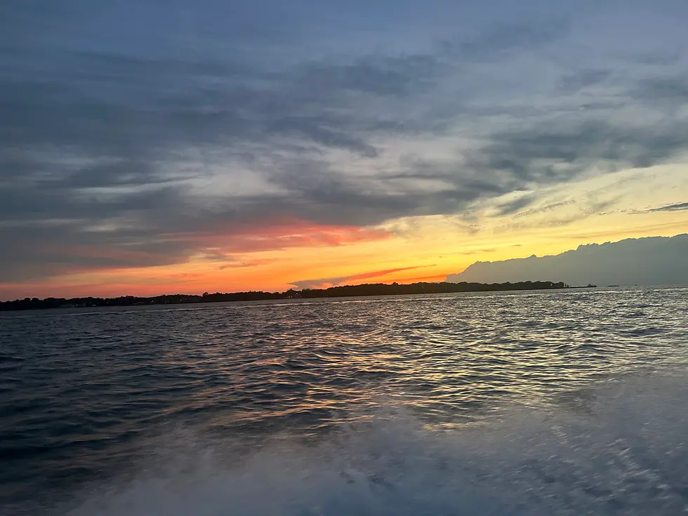 lake erie sunset on the boat