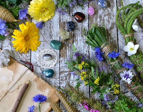 flowers and crystals