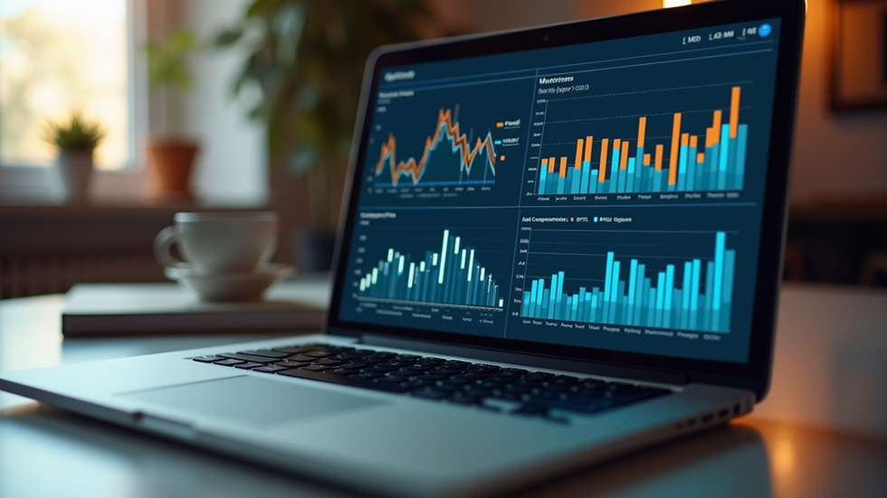 Eye-level view of a laptop displaying digital marketing analytics