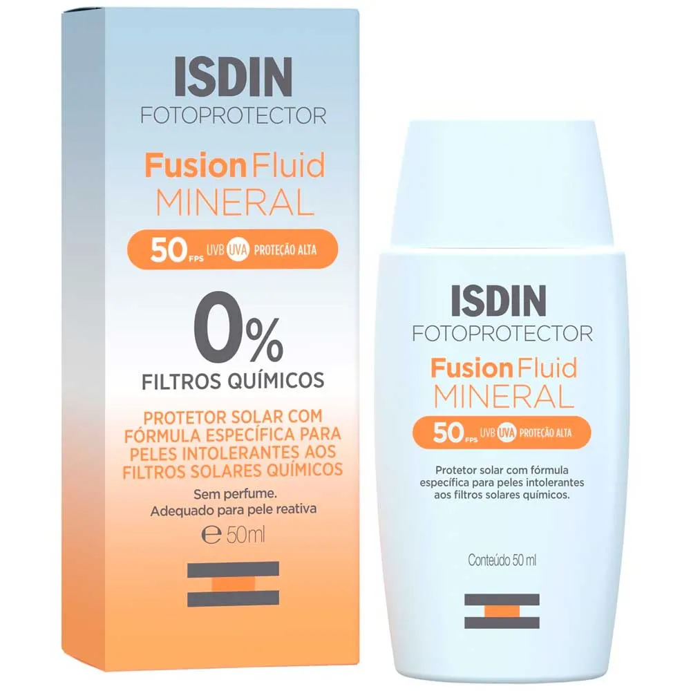 ISDIN Fusion Fluid Mineral sunscreen bottle and box