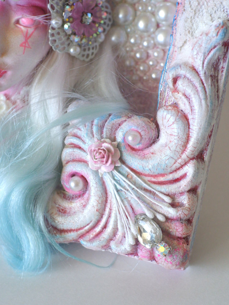 Thumbnail: Faeria Art Doll One of a Kind Pink FAERIA in picture frame