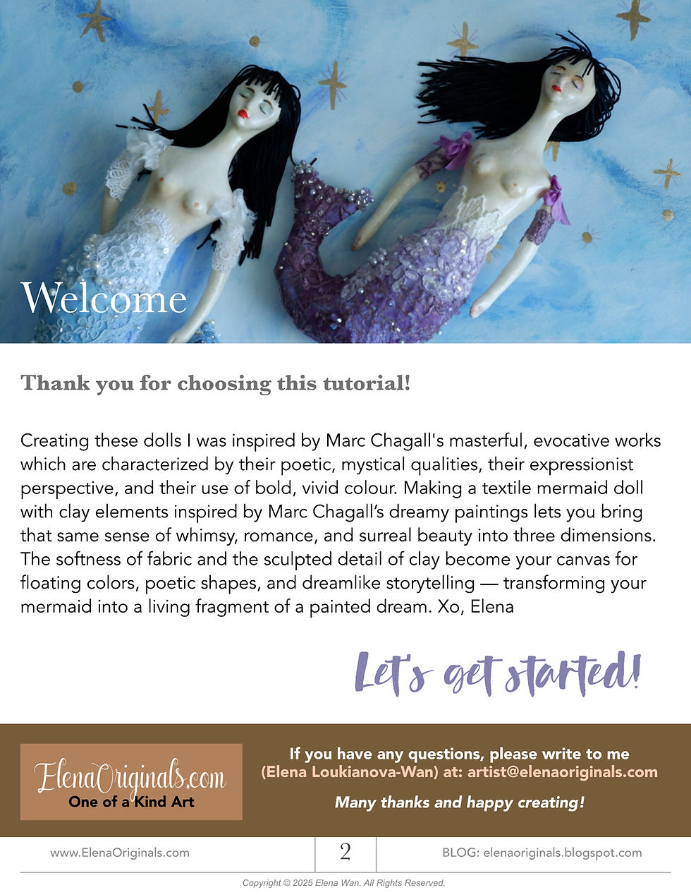 Thumbnail: MERMAIDS IN THE SKY - Textile Mermaid Doll tutorial class self-paced