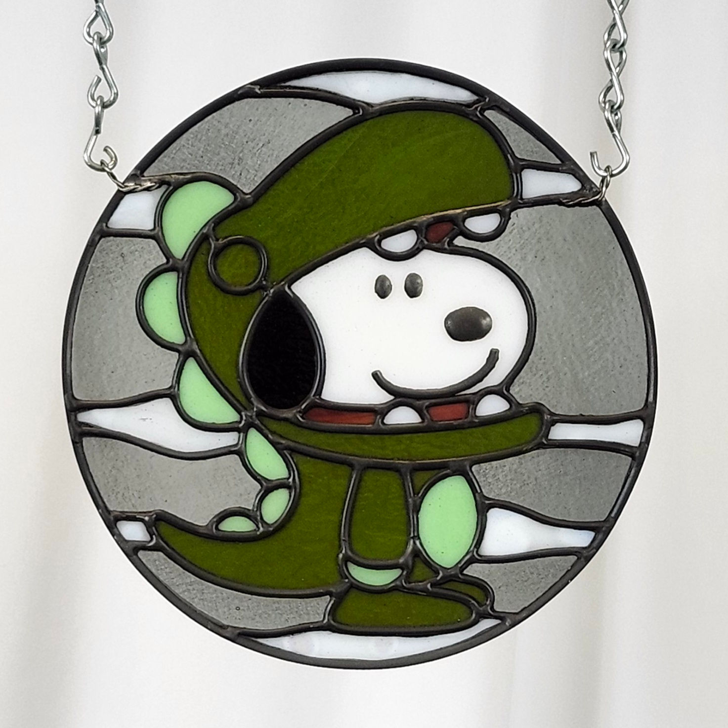 Beagle in Dino Costume - Green, Smile variant