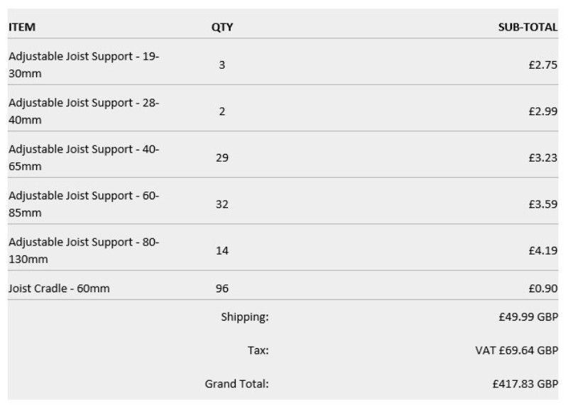 An invoice from Envirobuild