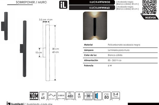 LUMINARO LED ARBOTANTE EXTERIORES ILUCIL6WWW30 ILUCIL6WWW60 MARCA ILUMILEDS.