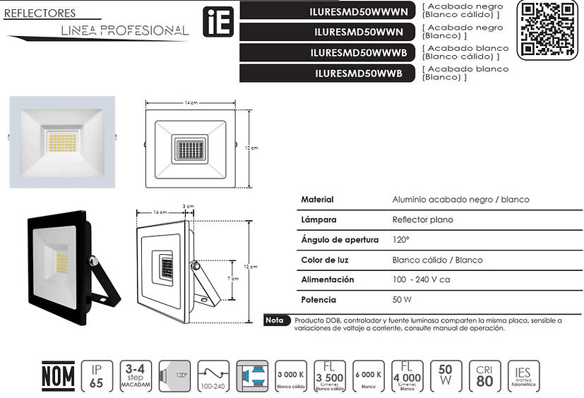 REFLECTOR LED 50W ILURESMD50W MARCA ILUMILEDS