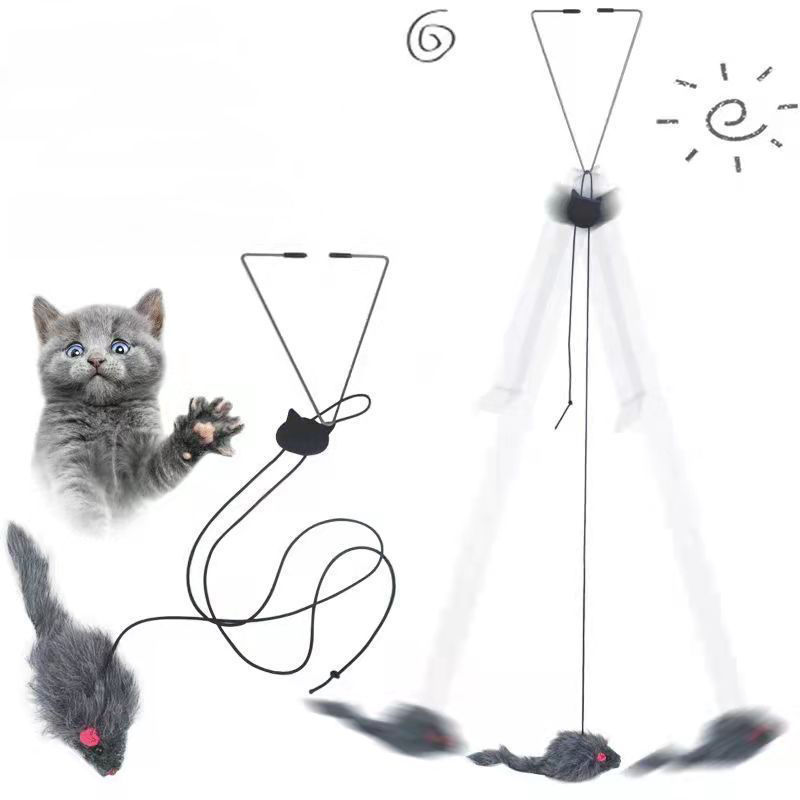 Miniatura: Interactive Cat Toy Hanging Clip Door Plush Mouse Self-hi Hanging Door Elastic F