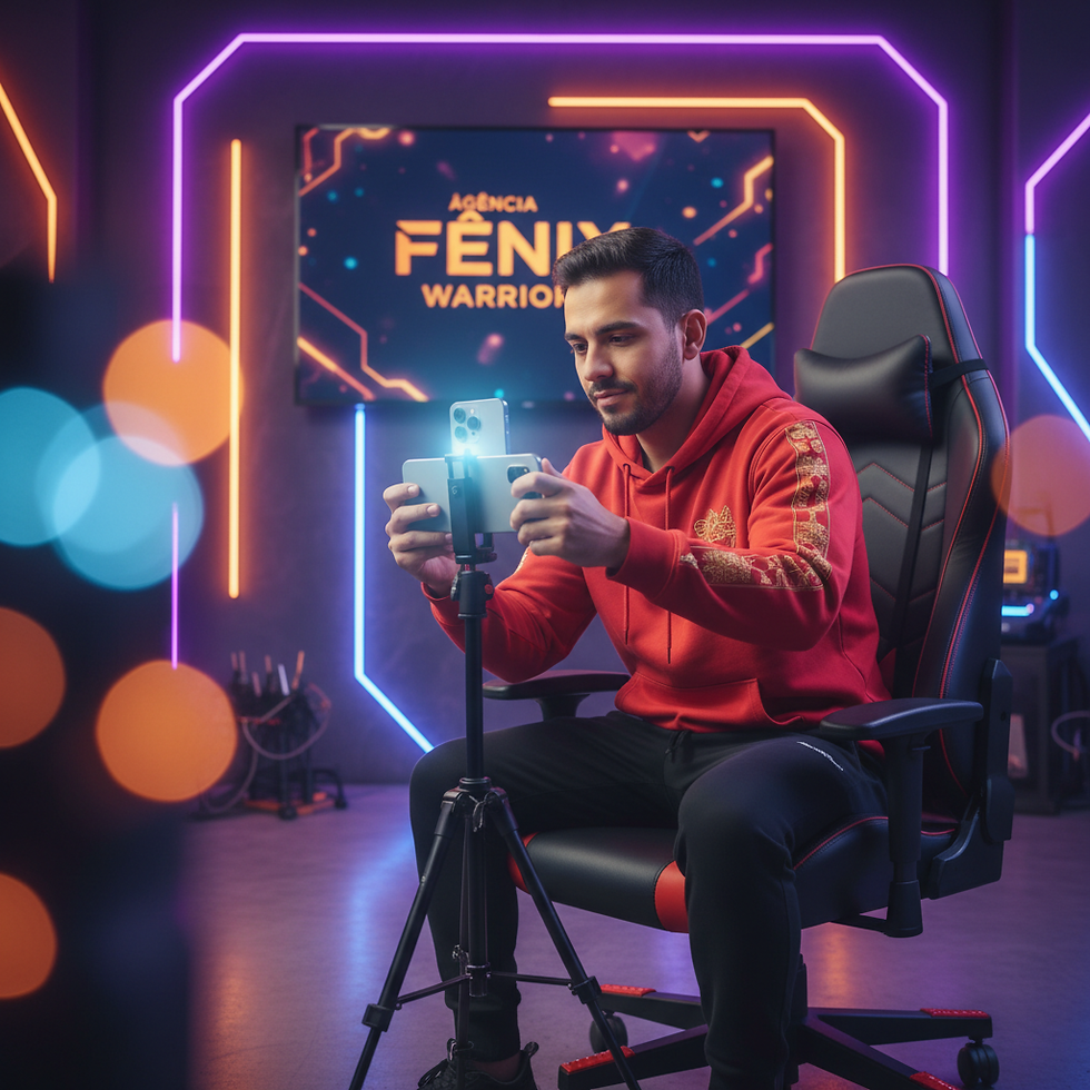 Professional streamer with neon lighting