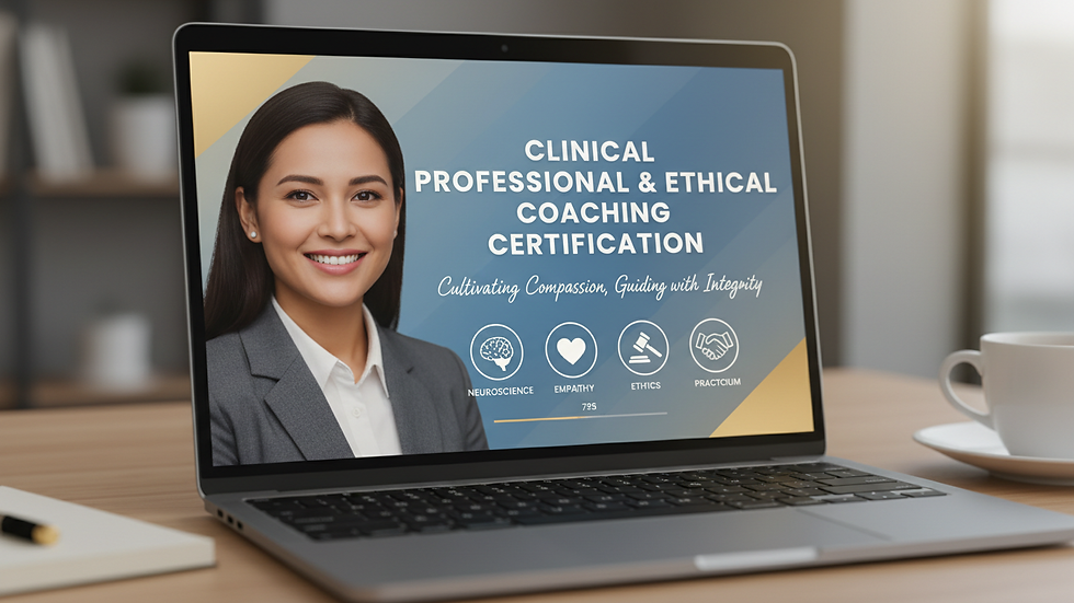 Close-up view of a laptop screen showing an online coaching certification course